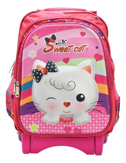 Mochila Con Ruedas Kit Sweet Primaria Con Detalle Rosa 3d
