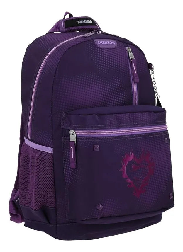 Disney Descendants Primary Backpack and Pencil Case by Chenson, Dark Violet Print