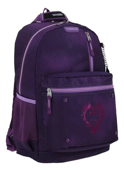 Disney Descendants Primary Backpack and Pencil Case by Chenson, Dark Violet Print