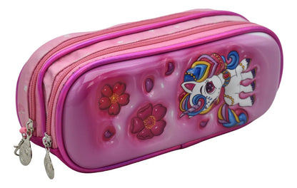 Mochila Unicornio Flores Kit 3pz Primaria Ll24bpp525 Rosa Chicle 3d