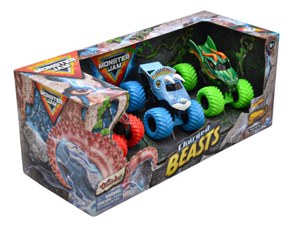 Monster Jam Set Charged Beast 1:64 Spin Master Rojo/azul/verde