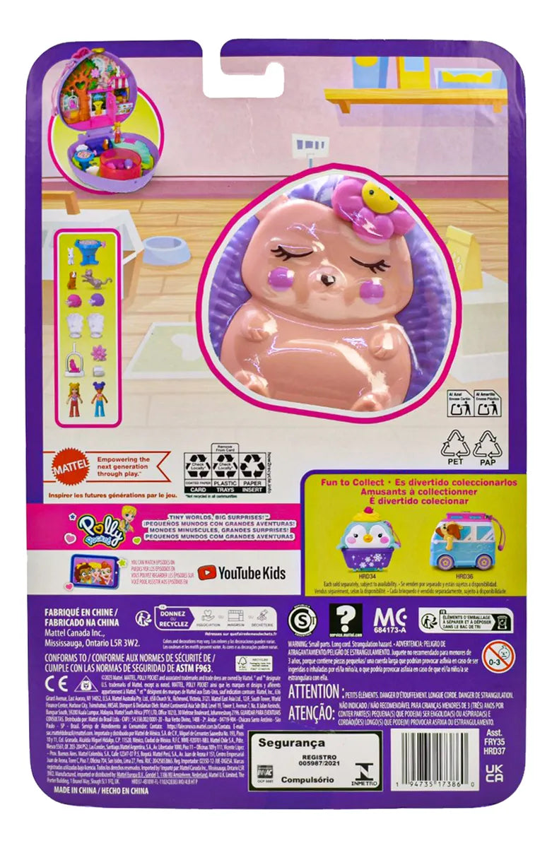 Polly Pocket Pack Estuche De Conejo Y Erizo Mattel