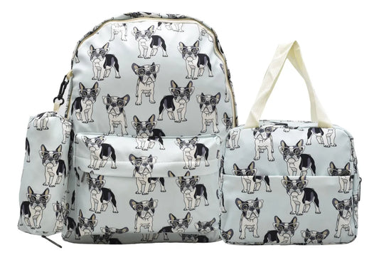 Mochila Perros Con Lentes Kit 3pz Primaria Ll23bjm097 Azul Claro Estampado