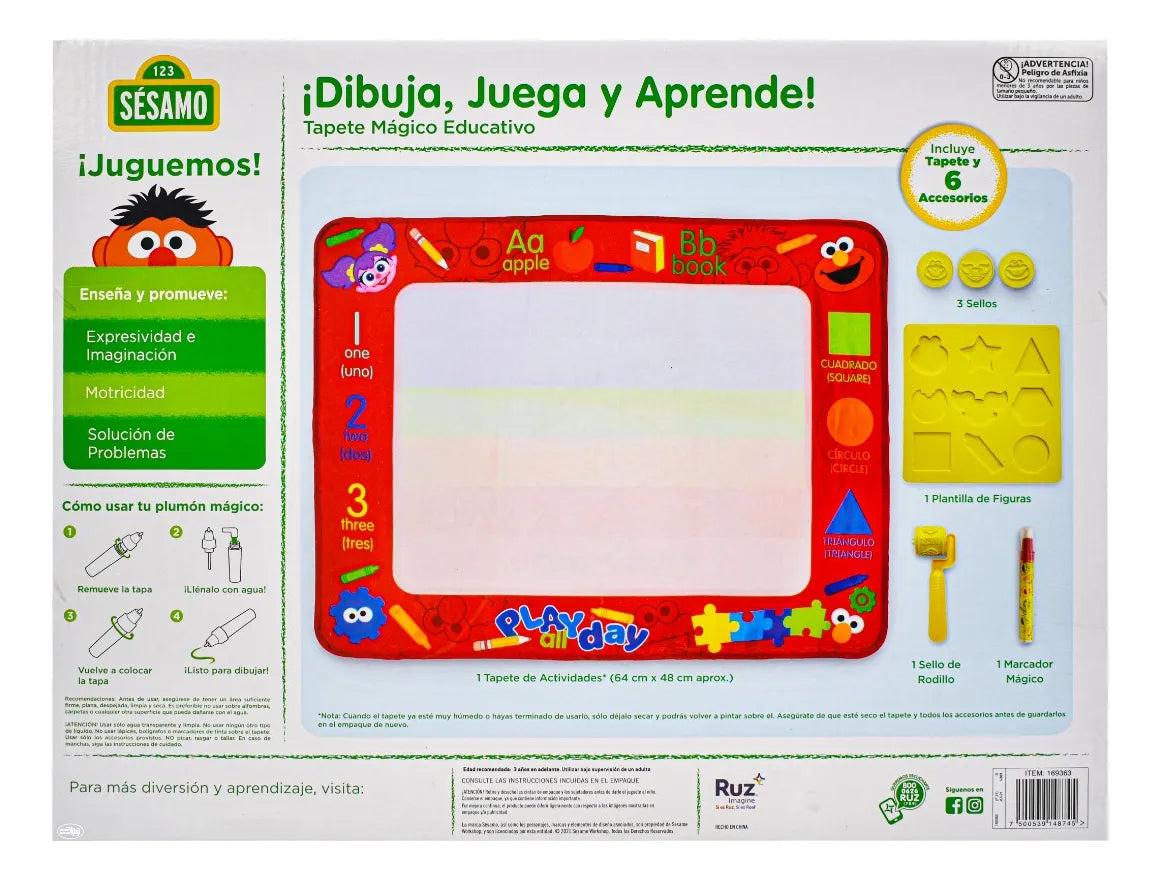 1 2 3 Sesamo Tapete Magico Educativo 6 Accesorios Ruz