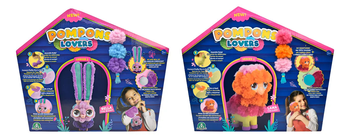 Pompons Lovers Peluche Bella Bunny Y Lana Llama S1 Giochi Multicolor