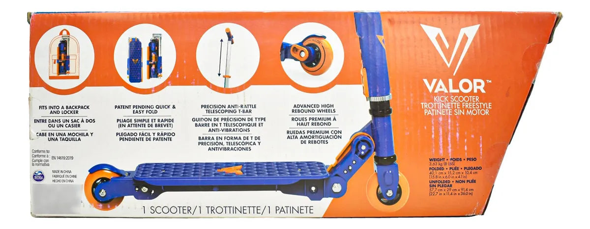Scooter Patinete Plegable Sin Motor Valor Spin Master Cf Azul