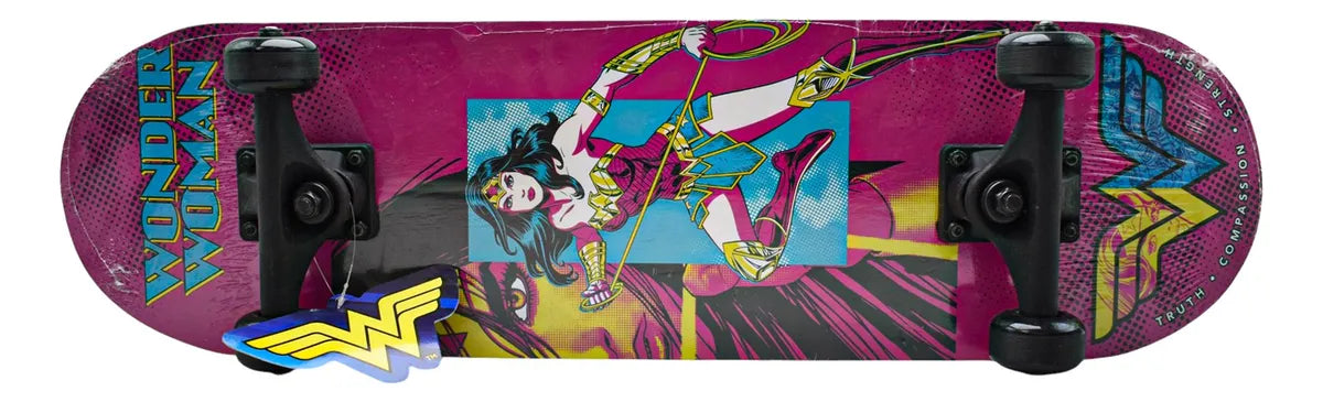 Skateboard Patineta Grande Wonder Woman 2 T378941 Toymark Cf Negro Wonder Woman