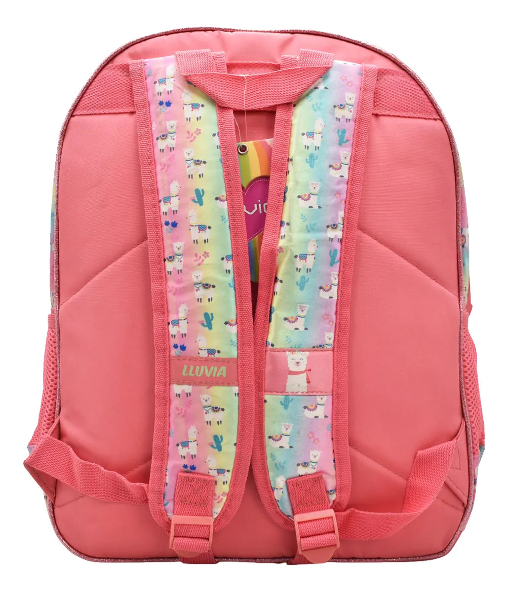 Mochila Kit 3 Pz Llama Smile Primaria Ll20bpi06 Detalle Rosa 3d