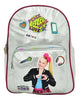 Mochila escolar ATM 2141 color plateado diseño estampado, relieve 20L