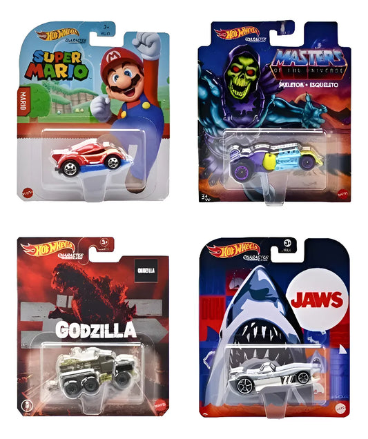 Hot Wheels Character Cars Pack 4 Vehiculos #1 Mattel Multicolor