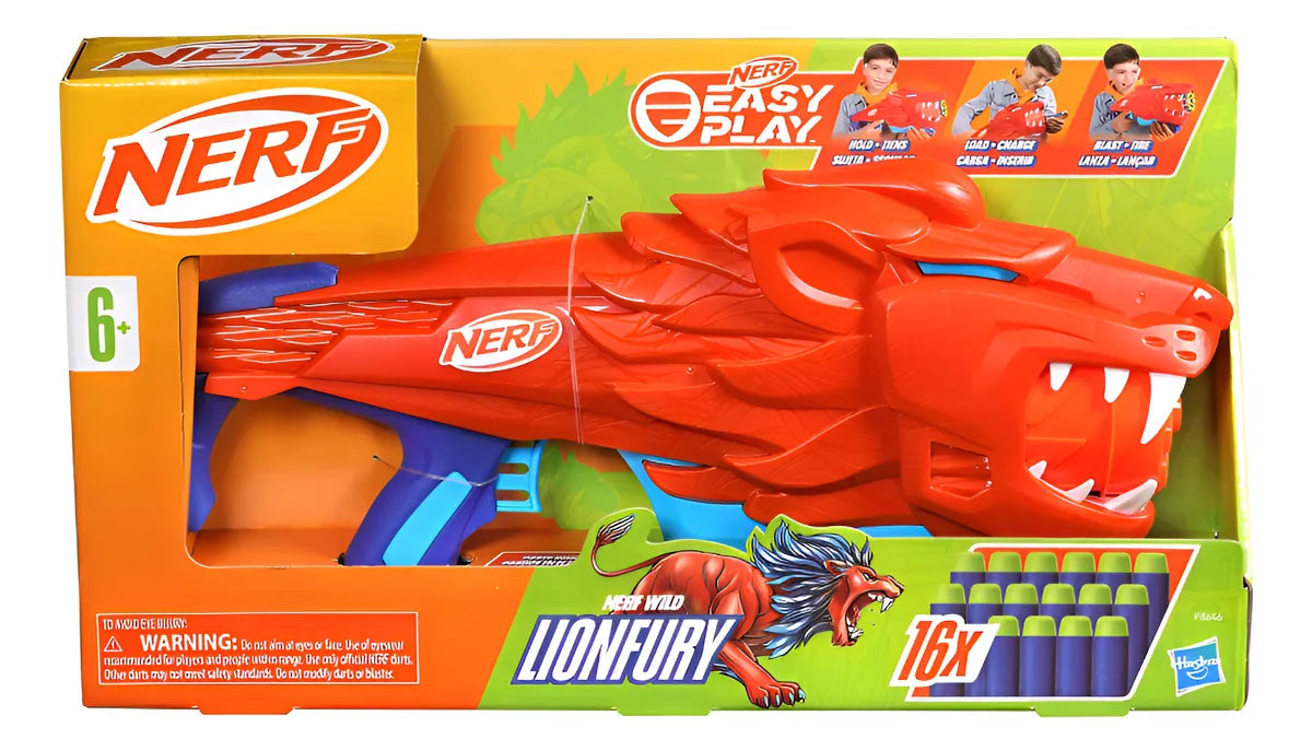 Nerf Wild Lionfury 16 Dardos Hasbro Naranja