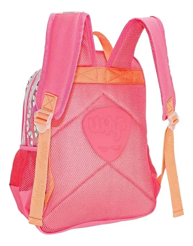 Mochila Y Lonchera Unicornio Arcoiris Lentejuela Wilys Blanco Rosa Lentejuela Reversible