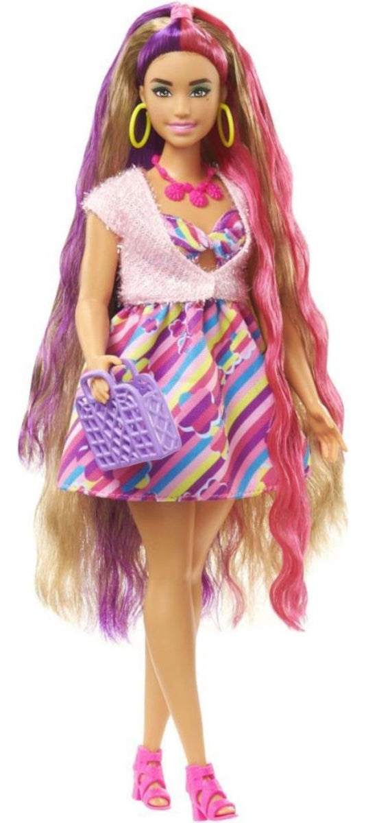 Barbie Totally Hair Vestido De Flores Muñeca 29cm Mattel