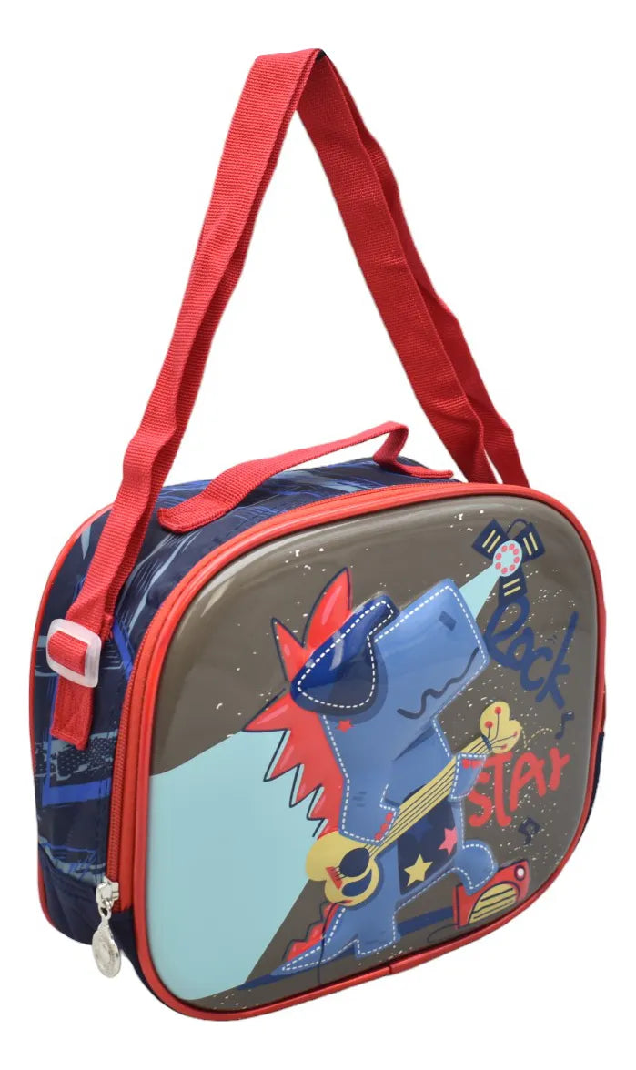 Mochila Dinosaurio Rock Kit 3pz Primaria Ll24bpp503 Azul Oscuro 3d
