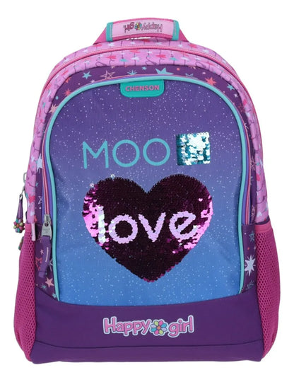 Mochila Grande Chenson Primaria Happy Girl Porta Tablet Color Violeta