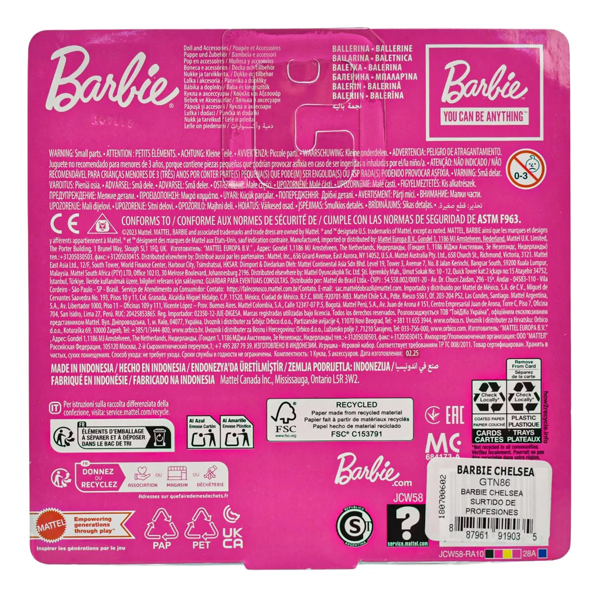 Barbie Chelsea Can Be Profesiones Pack 3 Muñecas #2 Mattel
