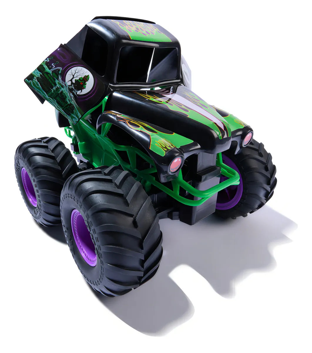 Monster Jam, Smash & Bash Grave Digger oficial, vehículo para interiores y exteriores por control remoto, camión monstruo reparable a escala 1:15, juguetes para niños y niñas a partir de 4 años