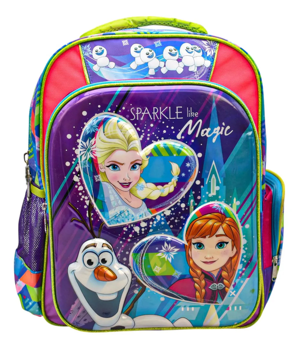 Mochila Frozen Disney Magic 3d Tornasol Original Primaria Ruz Con Detalle Violeta 3d