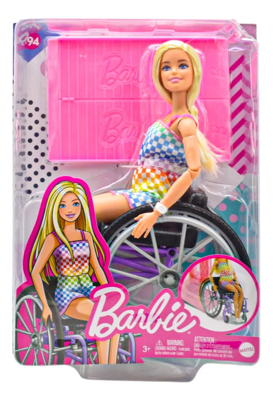 Barbie Muñeca Silla De Ruedas Vestido Multicolor Mattel Cf