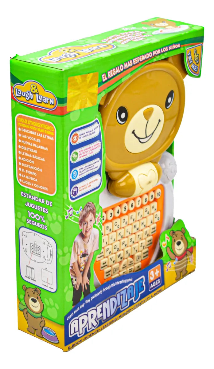 Mini Laptop Oso Juguete De Aprendizaje Con Luz Y Sonido Cf Marrón Claro