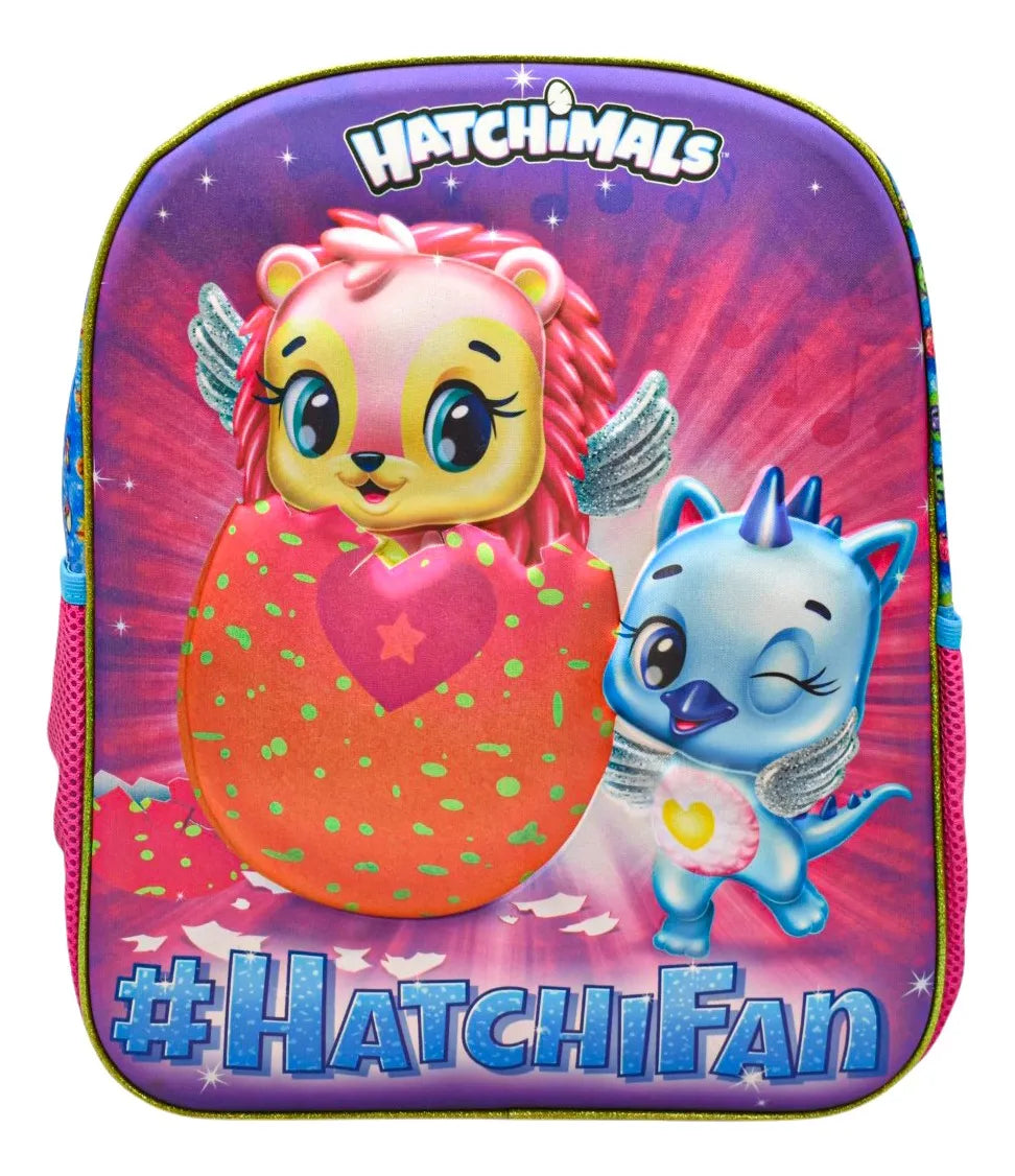 Mochila Hatchimals Fan 3d Primaria 148137 Original Ruz Con Detalle Rosa Chicle/azul 3d