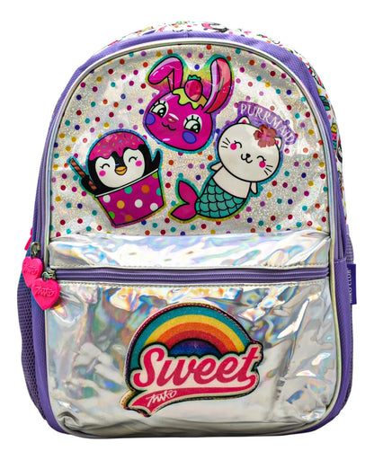 Mochila Sweet Helados Animalitos Primaria Miko Club Detalle Violeta Estampado