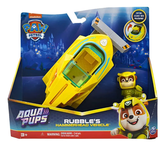 Paw Patrol Rubble Hammerhead Vehicle Aqua Pups Spin Master Amarillo
