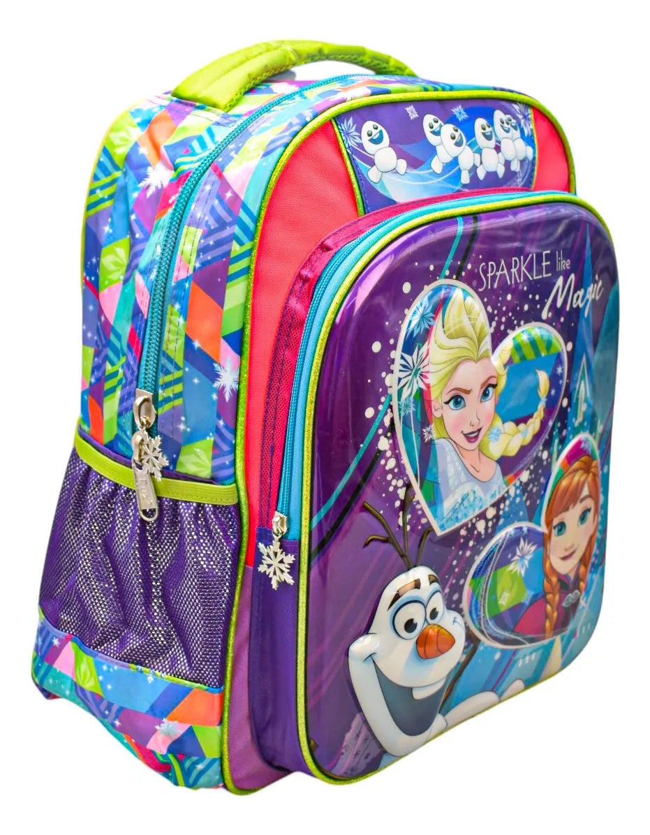 Mochila Frozen Disney Magic 3d Tornasol Original Primaria Ruz Con Detalle Violeta 3d