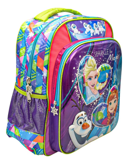 Mochila Frozen Disney Magic 3d Tornasol Original Primaria Ruz Con Detalle Violeta 3d