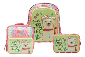 Mochila Kit 3 Pz Llama Smile Primaria Ll20bpi06 Detalle Rosa 3d