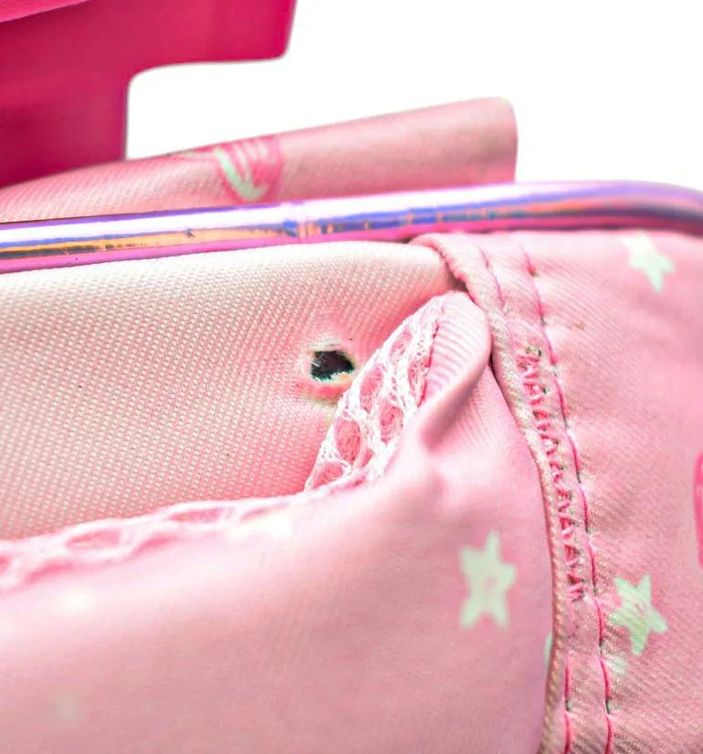 Mochila Estrella Ruedas Primaria Ll24bpp514 Detalle Rosa Chicle 3d