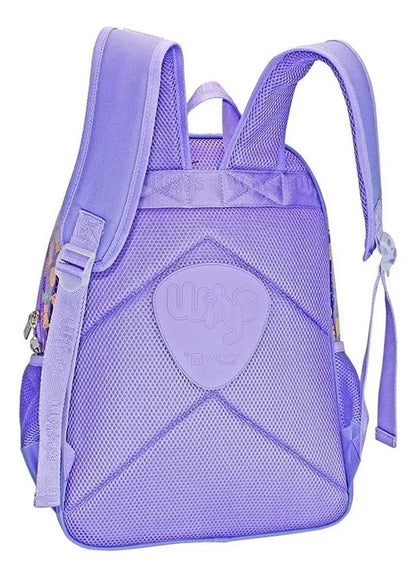 Mochila Lonchera Lapicera Gato Lentejuela Reversible Wilys Violeta