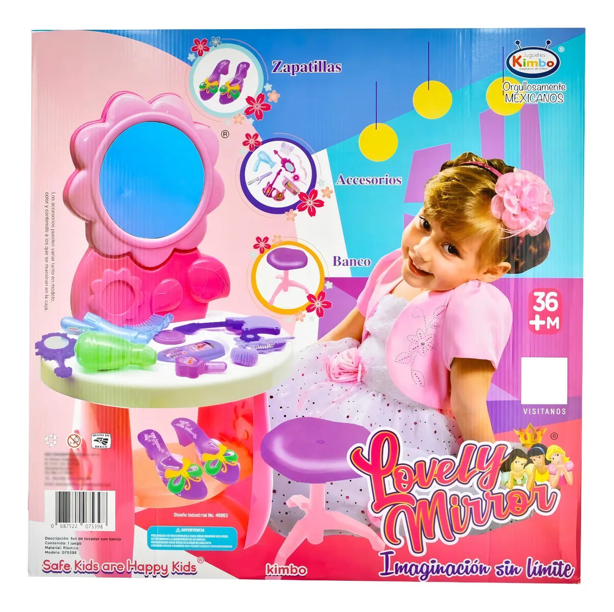 Tocador Espejo Encantador 6 Accesorios 36 Meses Cf Rosa