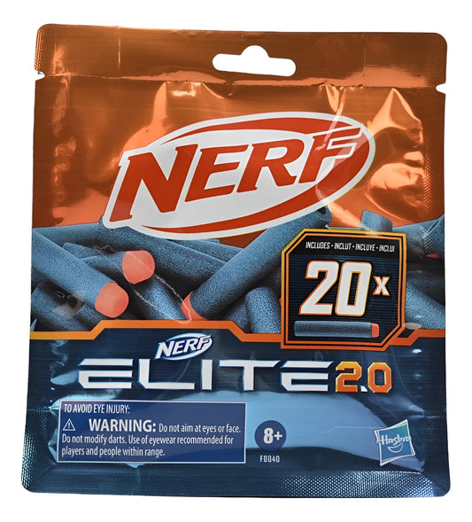 Nerf Sobre Con 20 Dardos Elite 2.0 Original Hasbro Azul/naranja