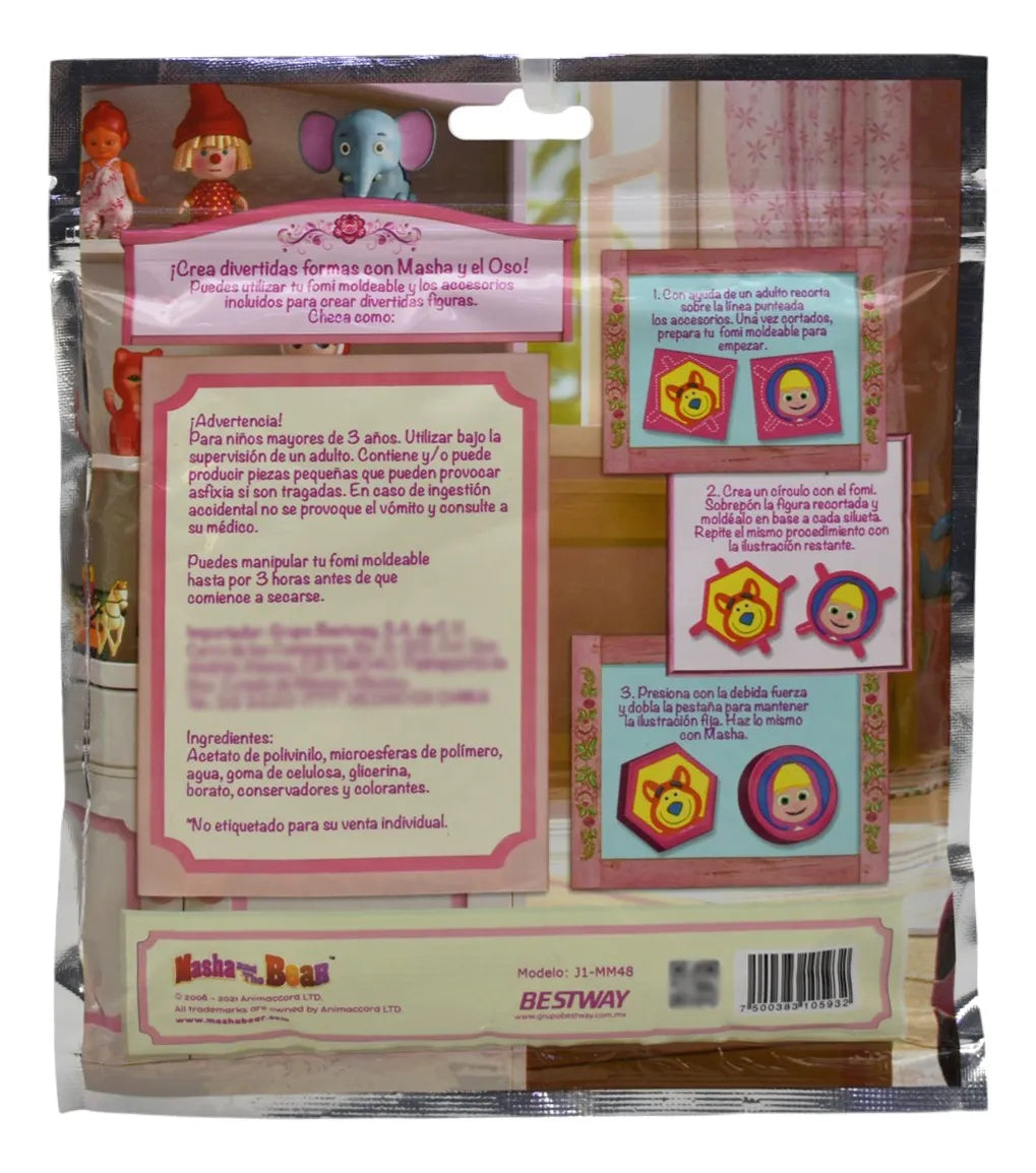 Masha Y El Oso Foami Moldeable Pack 12 Pzas Bestway Rosa