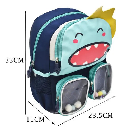 Mochila Monstruo Marino Mini Backpack Lisa Bordada Azul Ll23kbm015
