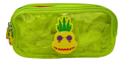 Mochila Ruedas Lonchera Lapicera Piña Amarilla Luz Lluvia Amarillo Transparente