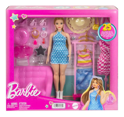 Barbie Conjunto Estilista Y Armario 25 Piezas Hpl78 Mattel