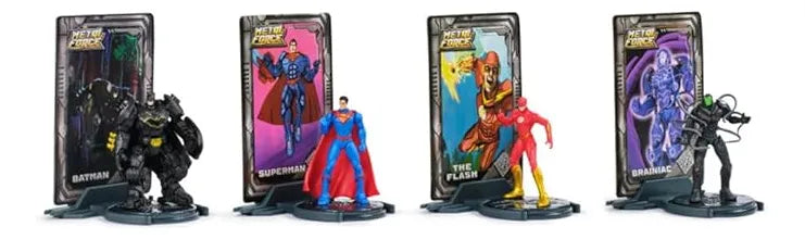 Pack de 4 Figuras coleccionables DC Comics Brainiac Vs. Batman, Superman Y Flash Incluye Tarjetas De Coleccionista Metálicas 6072651 Spin Master