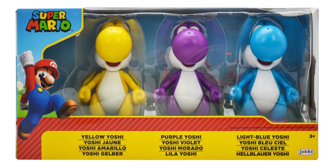 Super Mario Multipack Yoshi Amarillo Morado Celeste Jakks