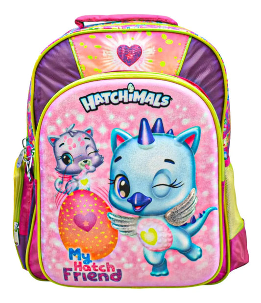 Mochila Hatchimals Terciopelo Primaria 148307 Original Ruz Con Detalle Violeta/rosa Terciopelo/3d