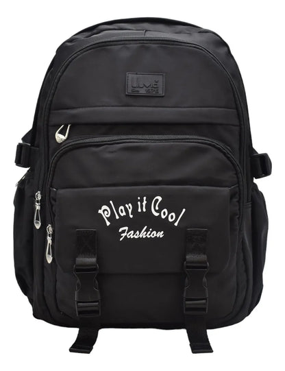 Mochila Play It Cool Fashion Con Porta Laptop Lisa Negra Primaria Ll23bpt09-86 Lluvia