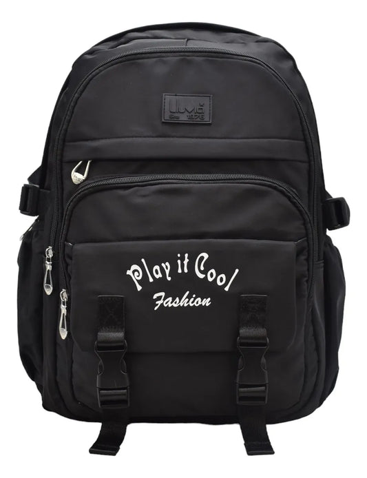 Mochila Play It Cool Fashion Con Porta Laptop Lisa Negra Primaria Ll23bpt09-86 Lluvia