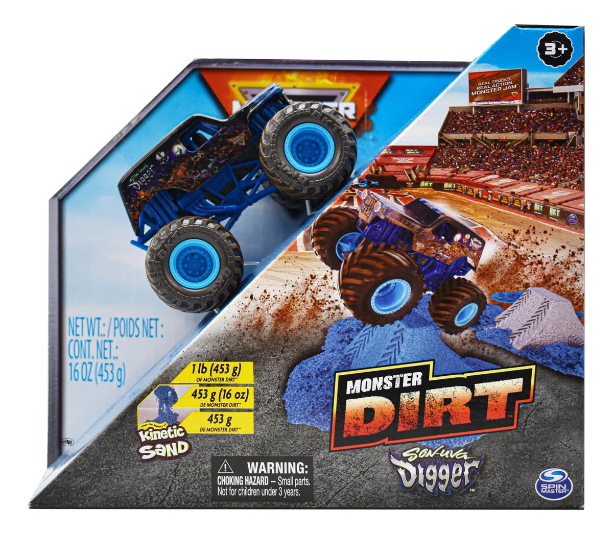 Monster Jam Monster Dirt Son Uva Kinetic Sand Spin Master Azul