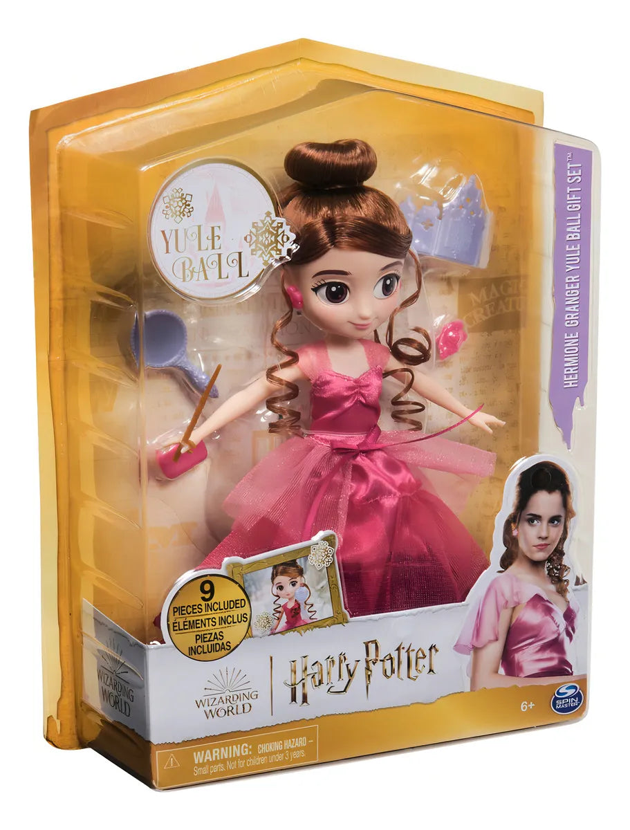 Wizarding World, Harry Potter, conjunto de regalo Baile de Navidad con Hermione Granger de 20 cm con 9 piezas y accesorios para la muñeca, juguetes para niños a partir de 6 años