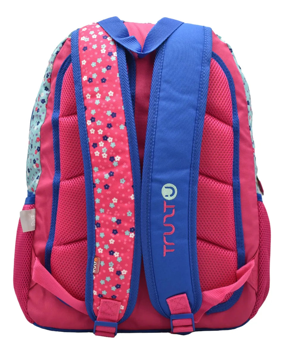 Truzt My Lifestyle Floral Backpack with Laptop Compartment, Pink Print, Primary School 120218 Ruz Pink Print