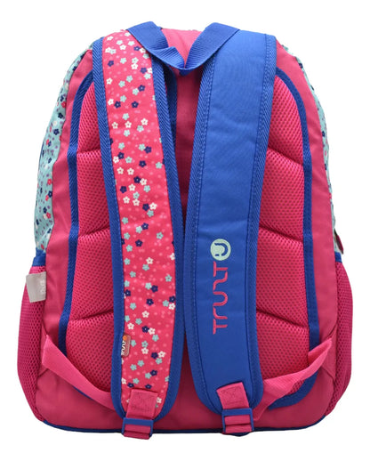 Truzt My Lifestyle Floral Backpack with Laptop Compartment, Pink Print, Primary School 120218 Ruz Pink Print