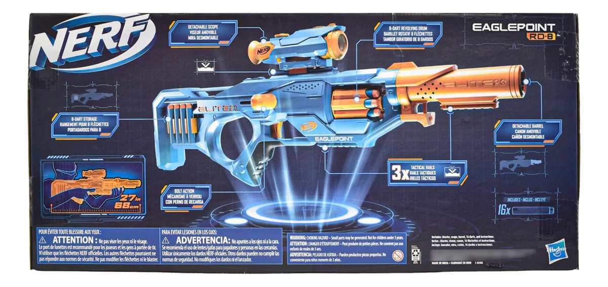 Nerf Elite 2.0 Eaglepoint Rd-8 16 Darts Hasbro Da Blue