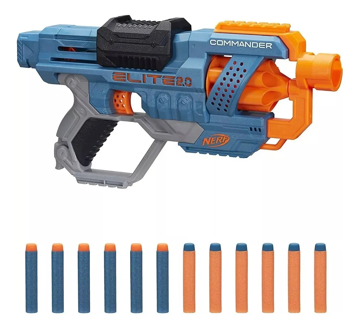 Nerf Commander 12 Dardos Pack 4 Pistolas Hasbro Azul