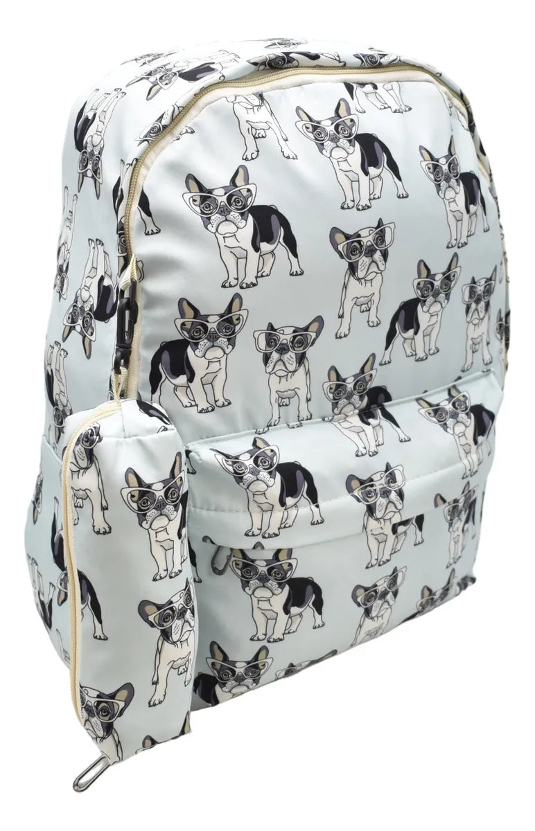 Mochila Perros Con Lentes Kit 3pz Primaria Ll23bjm097 Azul Claro Estampado